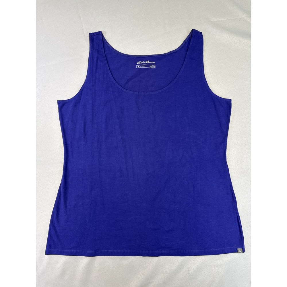 Eddie Bauer Tank Top Womens 2XL Blue Scoop Neck Sleeveless Cotton Solid Gorpcore